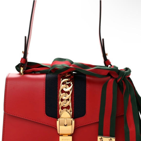 Gucci Red Leather Sylvie Shoulder Bag ✨LIKE NEW✨ - Picture 11 of 16